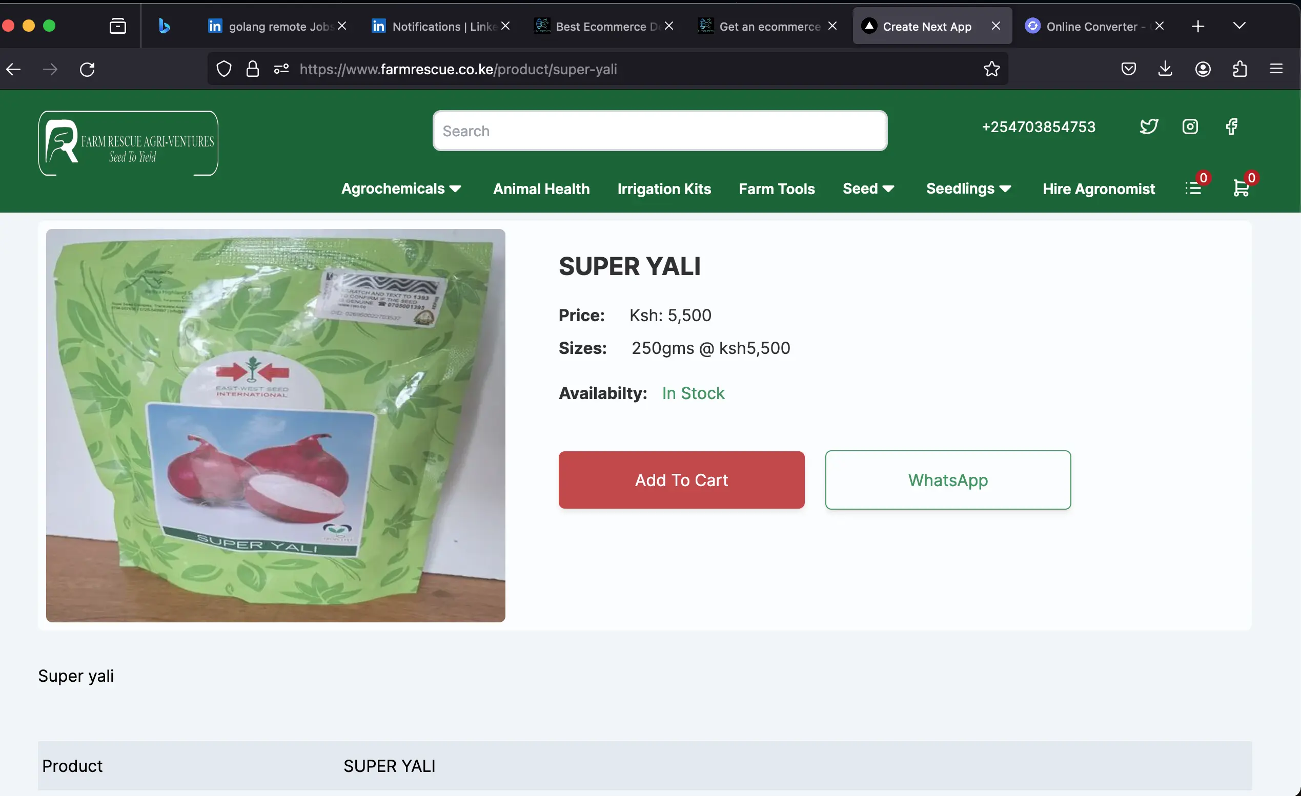 Get an ecommerce website to sell your agricultural products online by Chantosweb developers