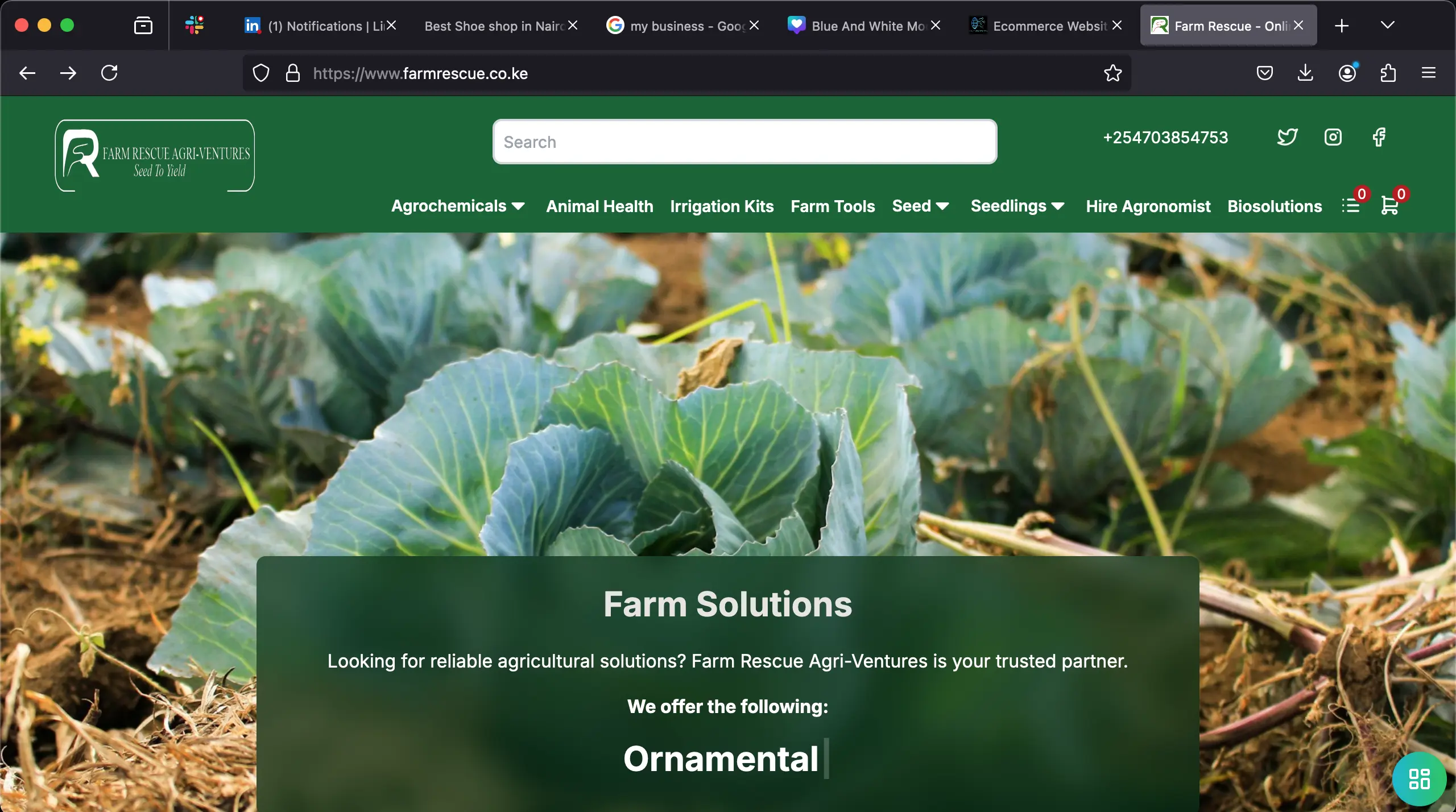 Get an ecommerce website  to sell your agricultural products online by Chantosweb developers